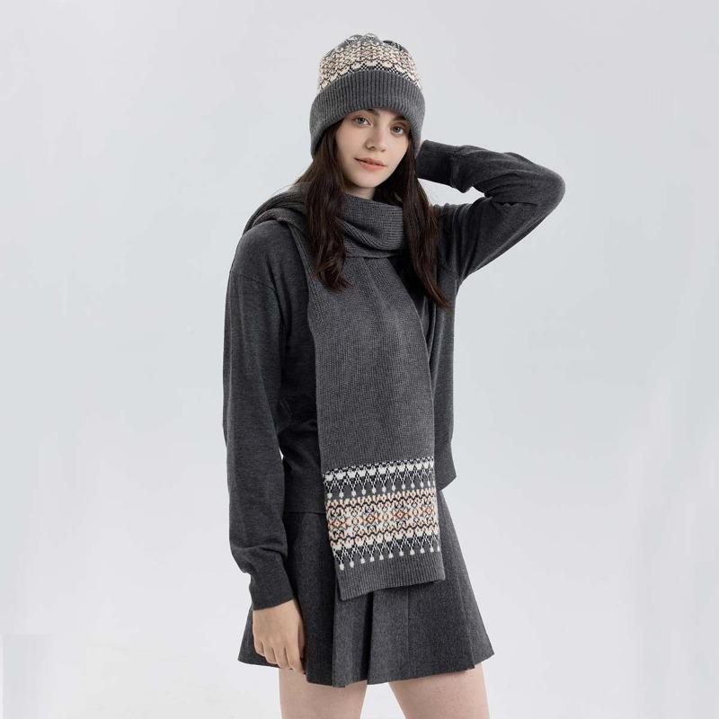 

Классический ромбовидный рождественский винтажный вязаный шарф с узором «Фэр-Айл» женский зимний теплый набор из двух предметов: шапка и шарф мужской