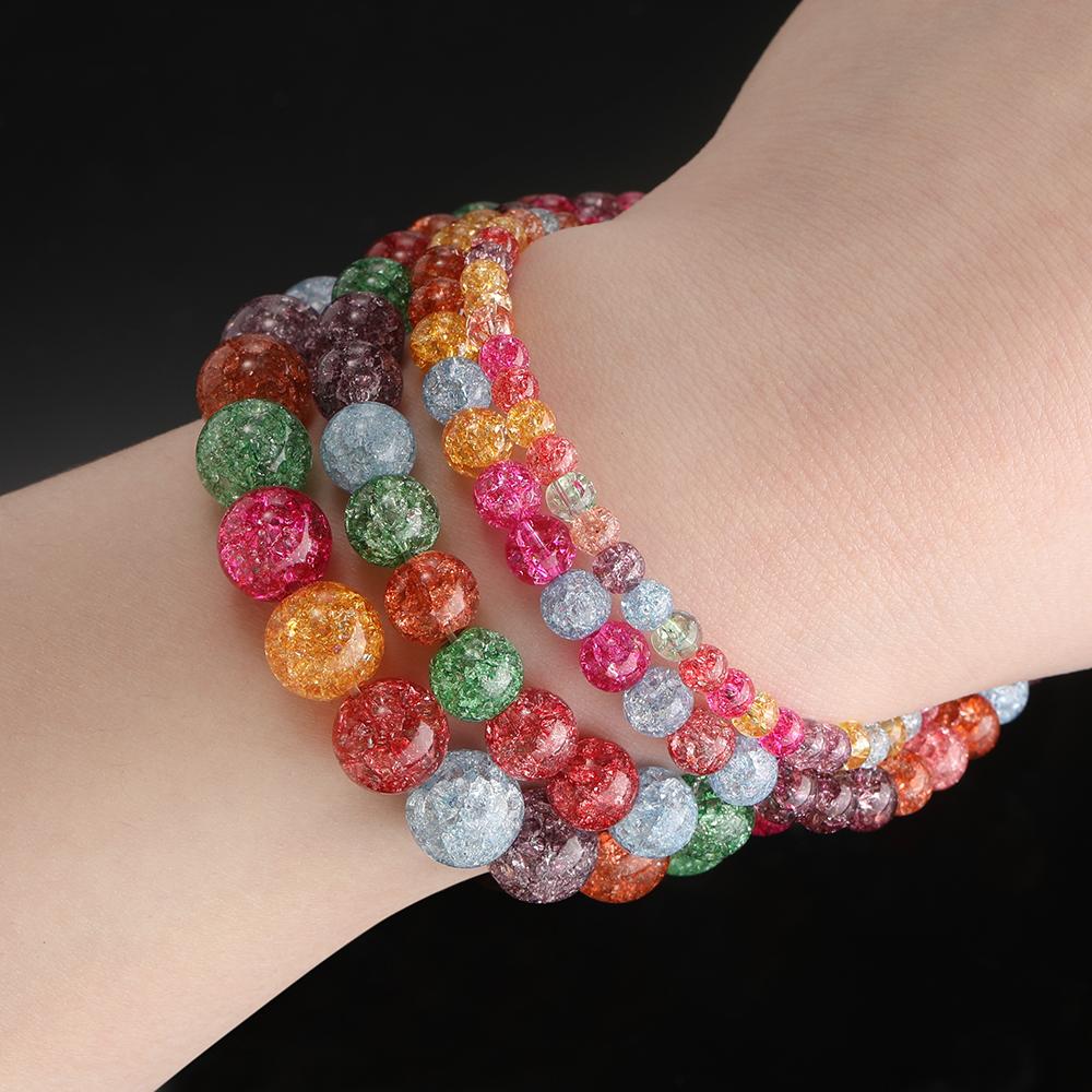 1String 4-10mm Mixed Color Glass Beads Round Crackle Spacer Beads DIY Bracelet Necklace for Jewelry Making Supplies Accessories