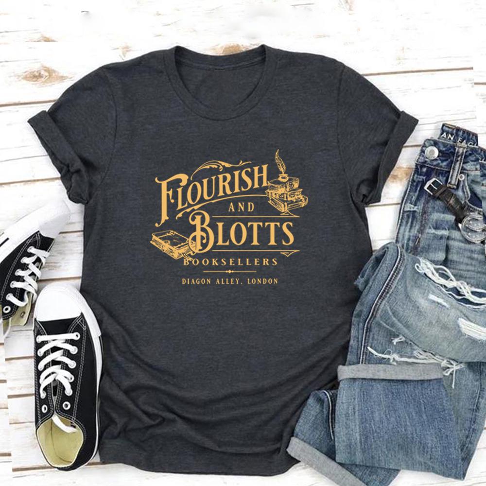 Flourish and Blotts Tshirt Wizard Book Shop Shirt Book Reading Magic Tshirts Magic School T Shirt Wizarding World Graphic Tees