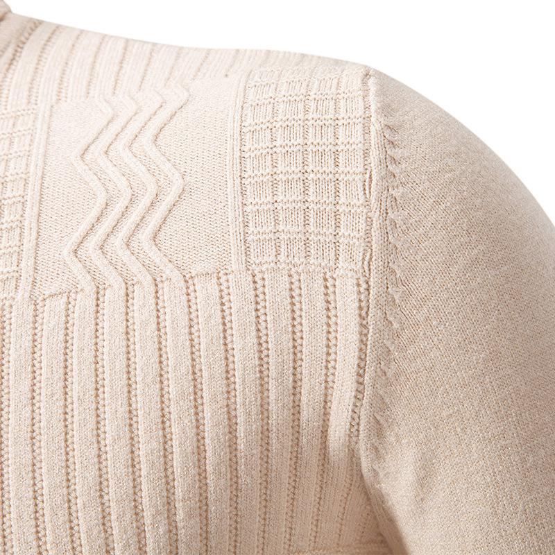 Herentrui met Hoge Hals, Casual Gebreide Pullover - Modecollectie Herfst/Winter 2025, Grote Maten Breigoed