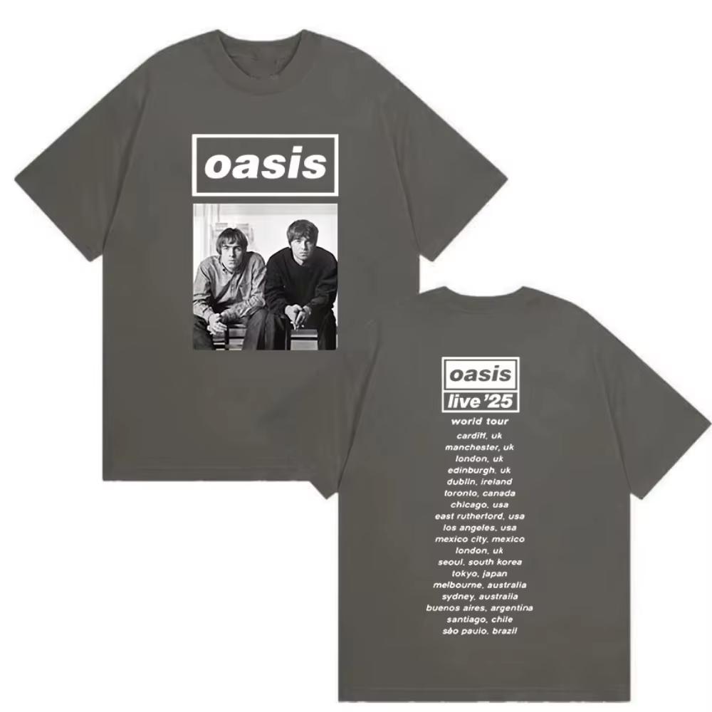 British Rock OOasis Live 25 Tour 2025 New T Shirt Mens Hip Hop Gothic Short Sleeve Tshirt Womens Punk Tide Clothing Tshirts