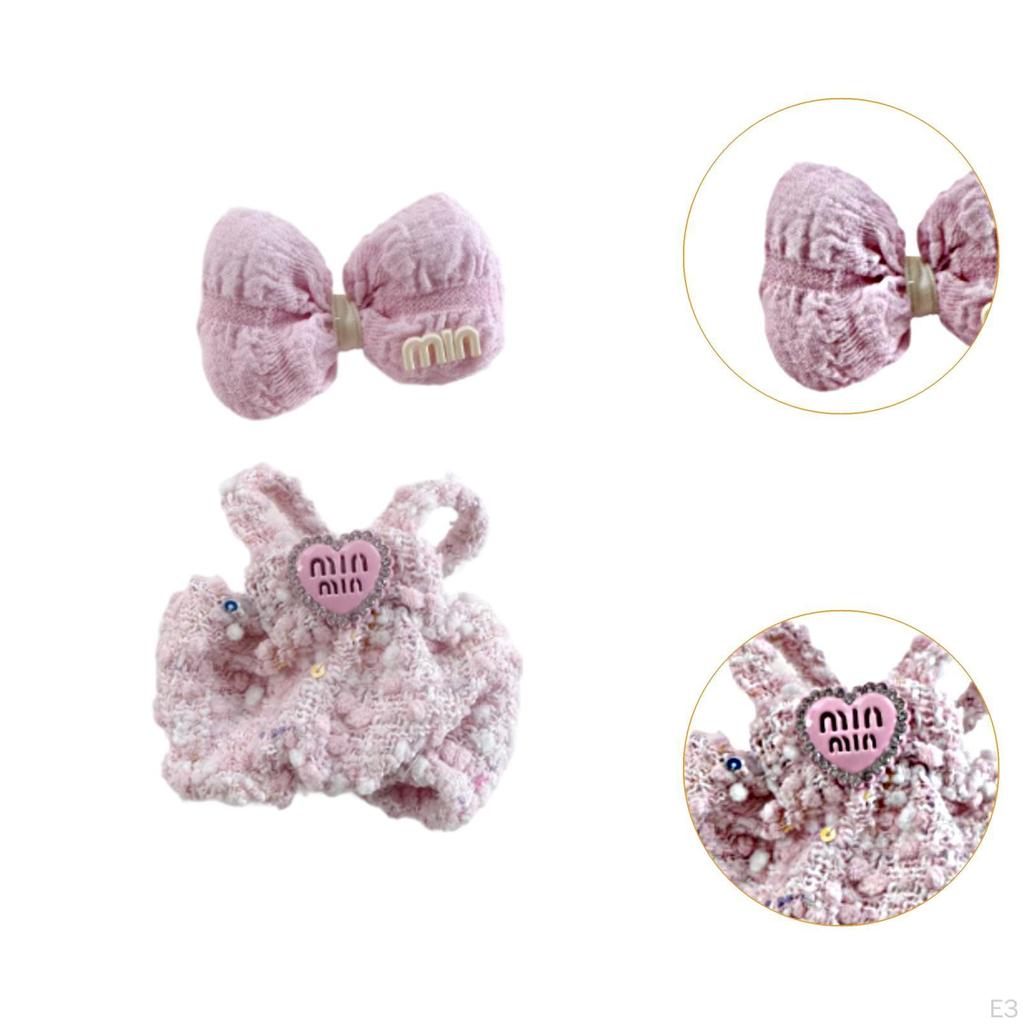 Puppe Clothesmini Plüsch Kleidung mit Bogen Kopfschmuck Handwerk Dress up Party Ornament DIY süße