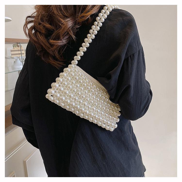 Fashion High-end Underarm Bag Women's Trend Woven Pearl Bag New Niche Shoulder Women's Bag