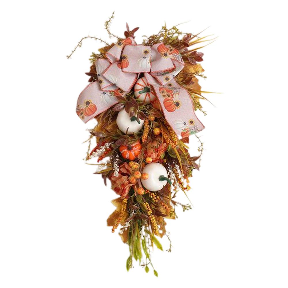 

Harvest Festival Delicate Teardrop Wreath Rustic Front Door Decoration Wreath Teardrop Wreath Wreath for Home Holiday Decoration