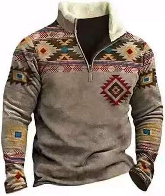 2025 Retro 3D Print Stand Collar Velvet Men's Hoodie for Autumn/Winter