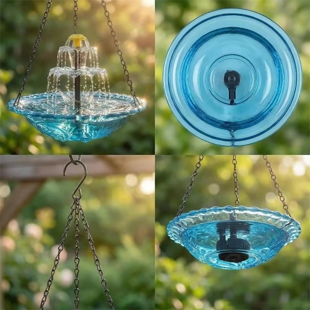 3 Layer Solar Waterfall Bird Bath Fountain Cascade Easy-Clean Hanging Bird Bath Fountain with Solar Powered Pump Bird Feeder