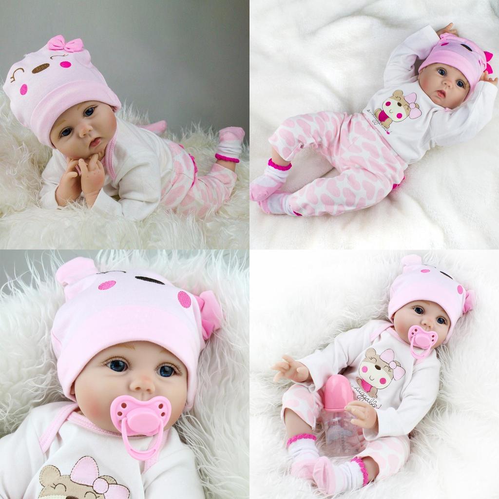 Exquisite 22" Reborn Baby Doll With Lifelike Soft Silicone Realistic Features For Xmas Gift