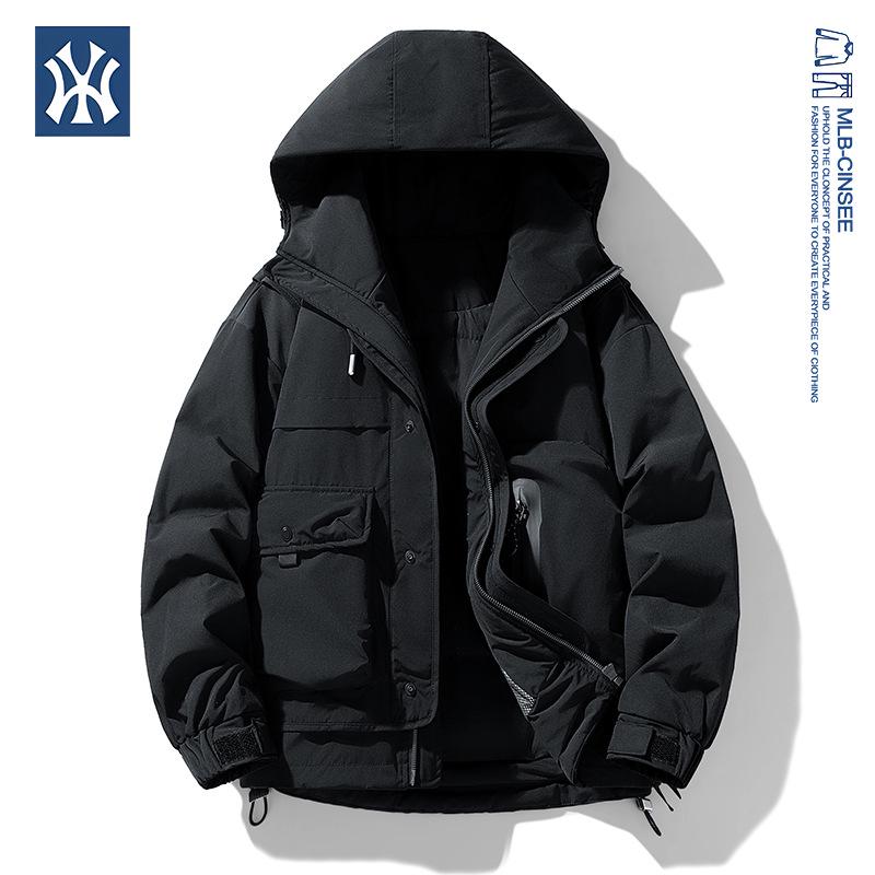 MLB & NY Collaboration Unisex Japanese Workwear White Duck Down Jacket - Warm, Cold-Proof Men's Coat.