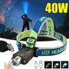 Portable Flashlight Type-C Rechargable LED Camping Work Light Motion Sensor Multifunctional Headlight 40W High Power for Night Fishing