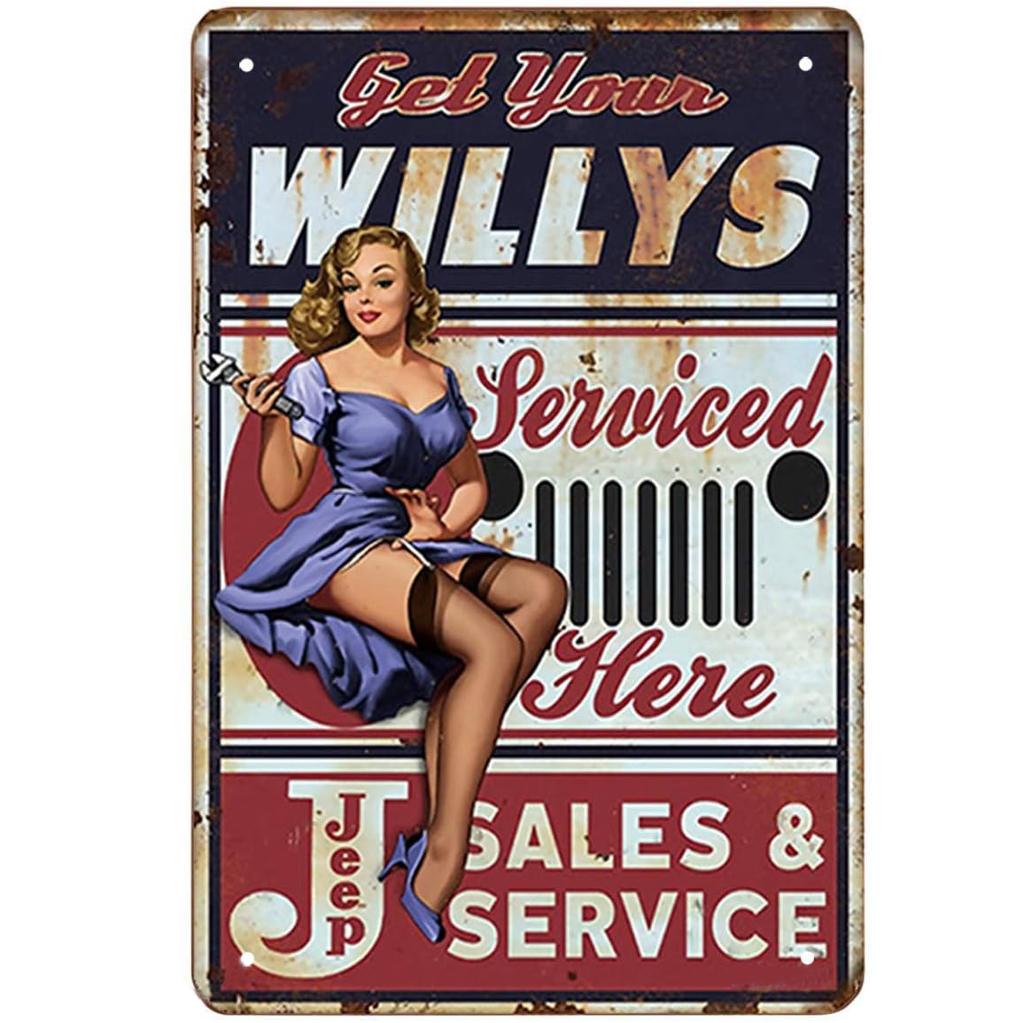 Pin-up Girls Gas Oil Station Motorcycle Full Service Greased Route 66 Auto Repair Metal Tin Signs Rural Vintage Garage Pub Ba
