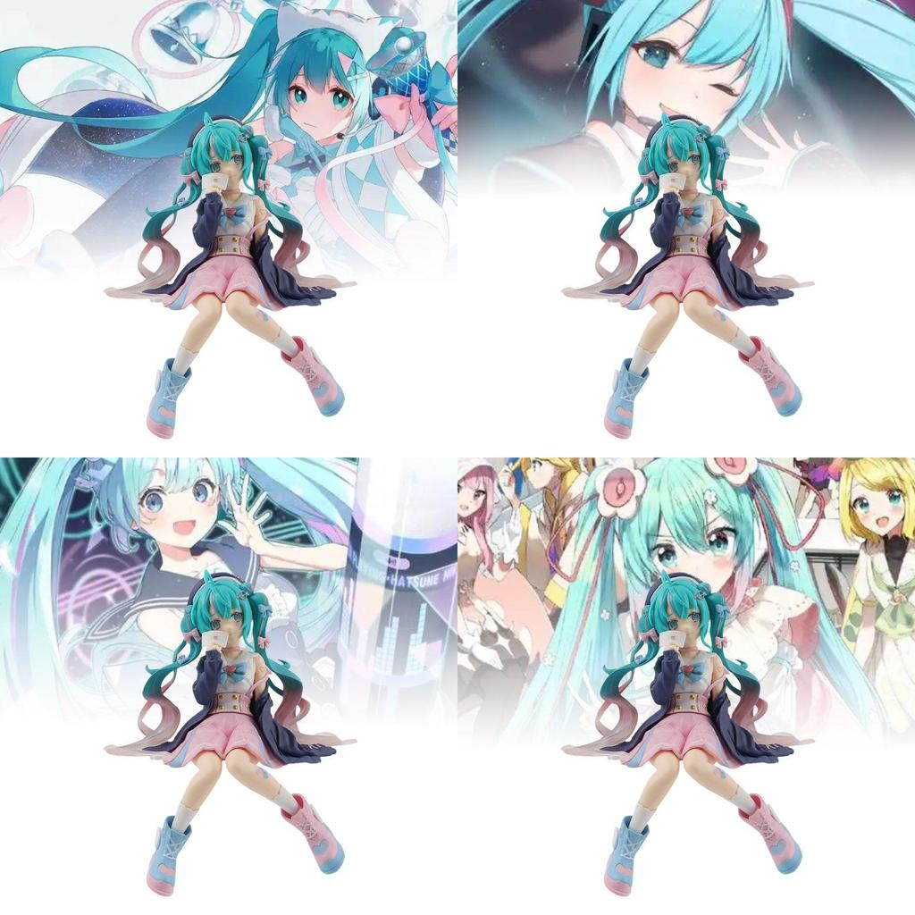Adorable Hatsune Miku Pink Sitting Pose Pvc Figure For Collectors And Fans
