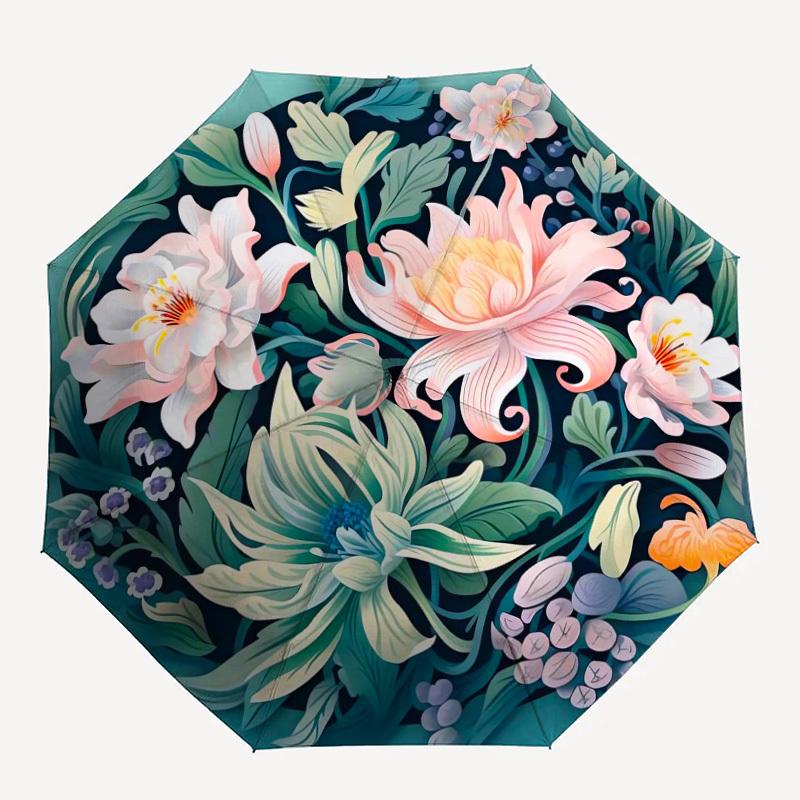 

1 шт. Зонт с цветочным узором, Автоматическое открытие и закрытие, Высококачественный дорожный зонт, Легкий и портативный, -68