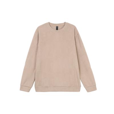 Training Series Solid Color Round Neck Pullover Fleece Sweatshirt Men Sweatshirt Dark-Gray Brown 952347704-3