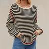 Women's Fashion Casual Fall Winter Stripe Print Long Sleeve O-Neck Tops Women's Clothing Woolen Knitwear Sweaters