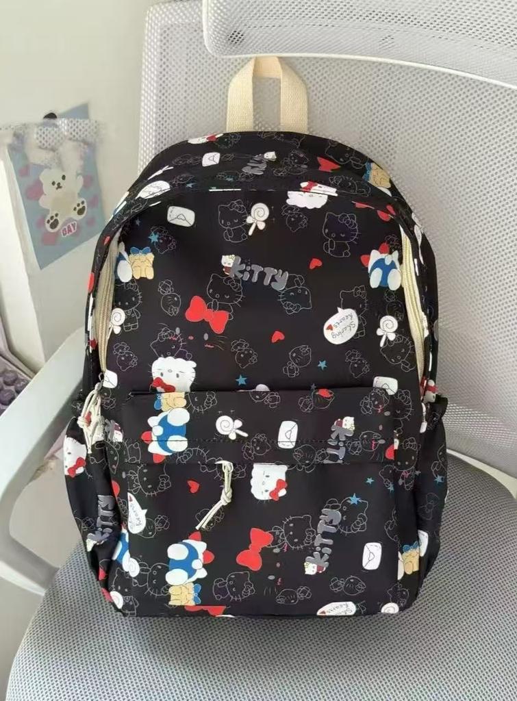 Schoolbag graffiti style full print Hello Kitty versatile schoolbag KT cat print cute backpack large capacity student lightweight backpack