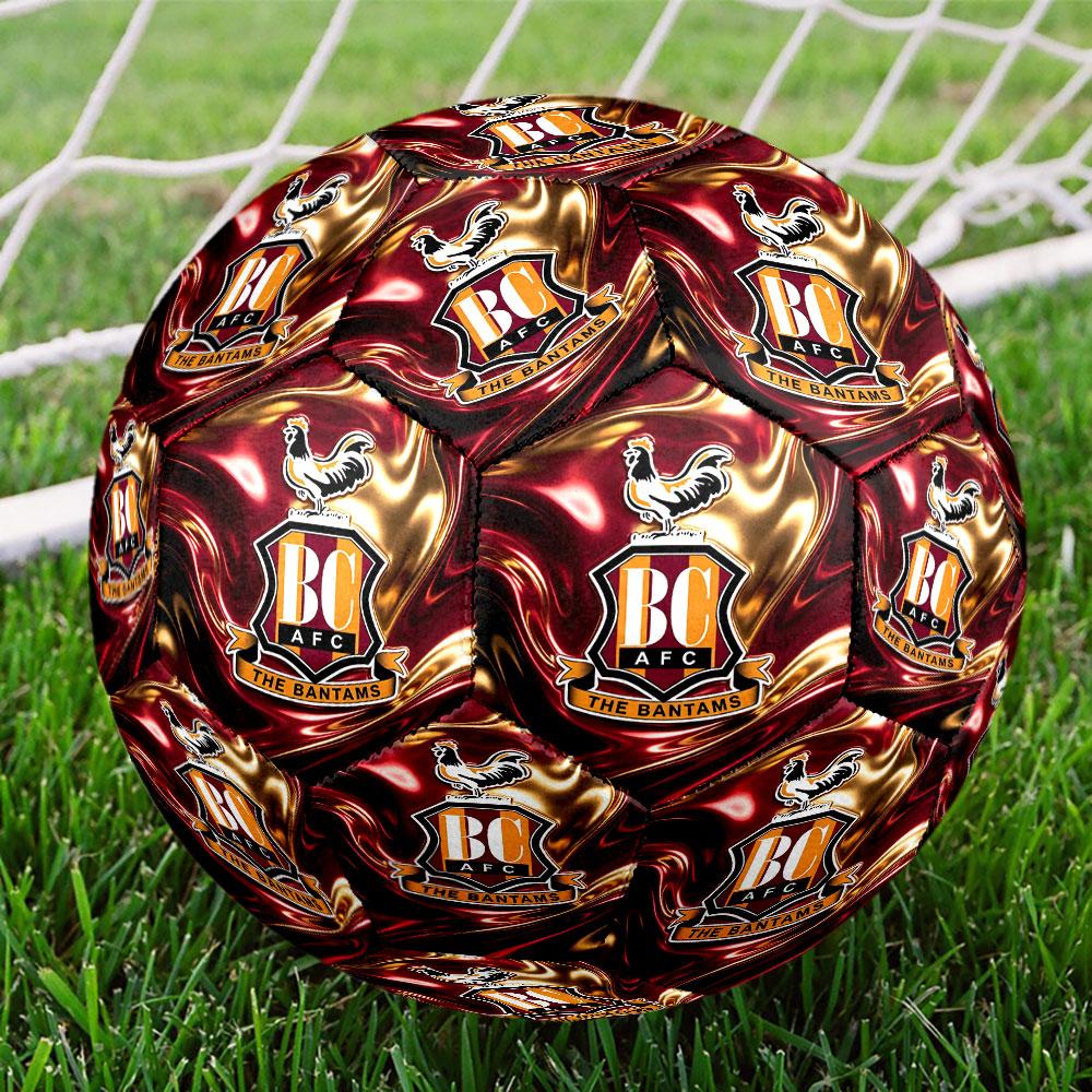 Bradford City AFC Print Size 5 Soccer Ball, Standard Match Football for Sports Game and Team Practice, Ideal Gift for Soccer Fans