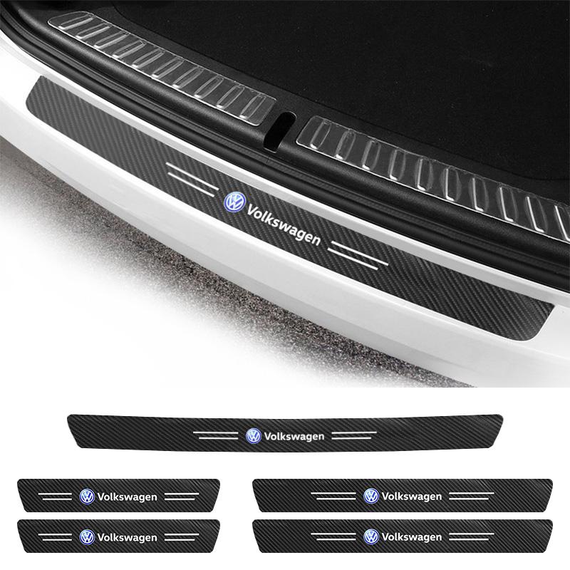 1/4/5Pcs Carbon Fiber Car Door Threshold Protective Sticker For VW Golf 6 7 8 Touareg Passat Polo Jetta B6 GTI 5 4 MK4 Touran T5 zh4