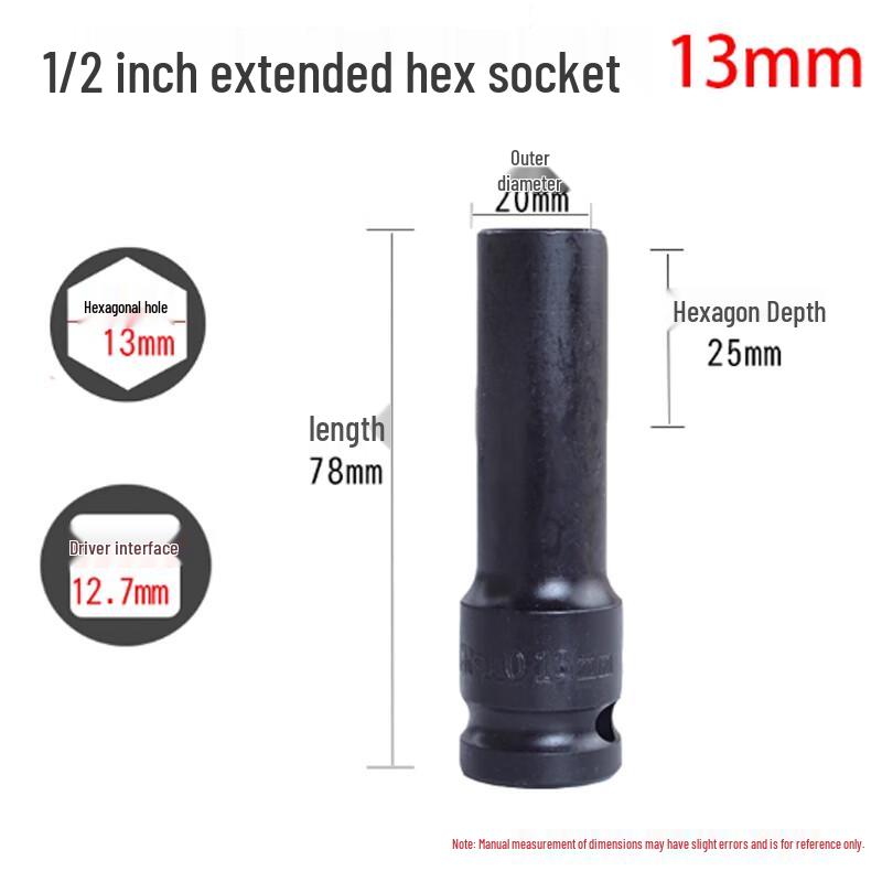 Jurong 1/2-inch Extended Heavy-Duty Hex Impact Socket
