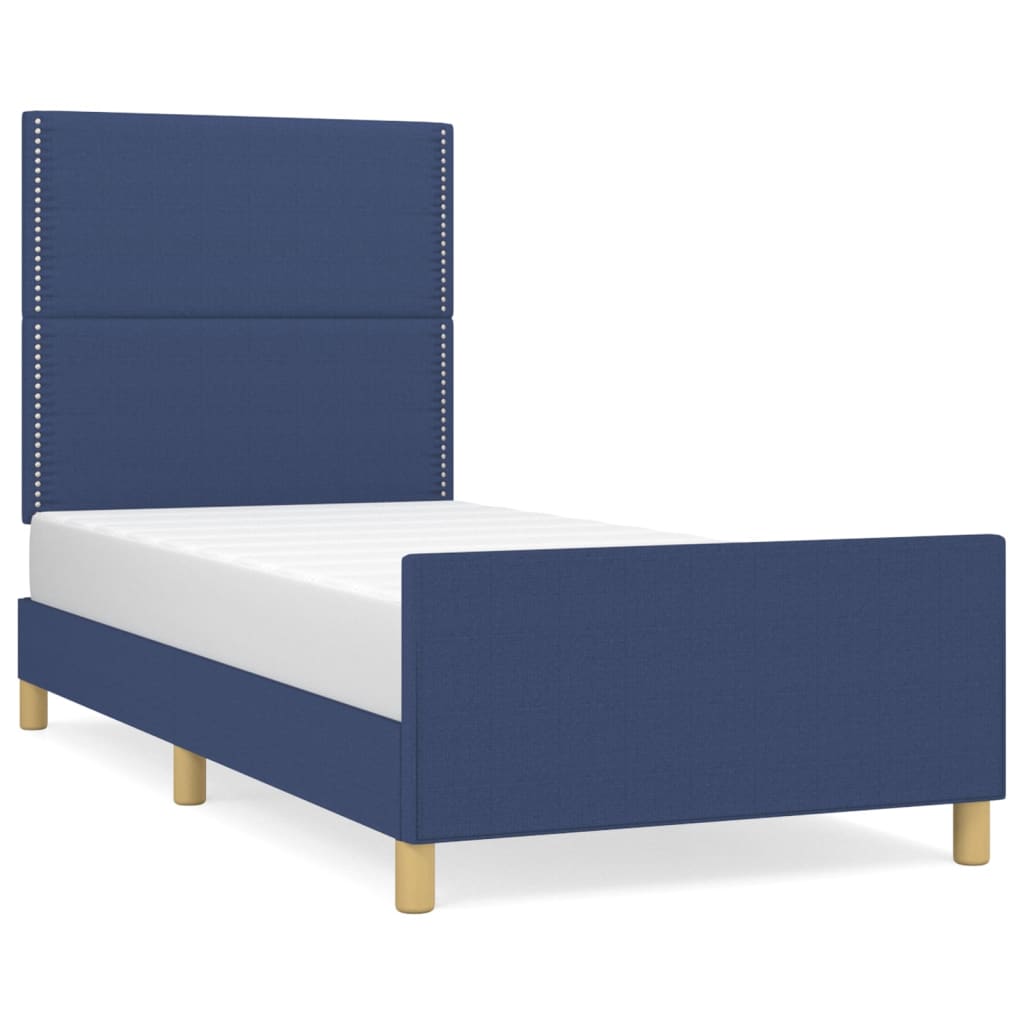 Bed Frame without Mattress Blue 100 x 200 cm Fabric