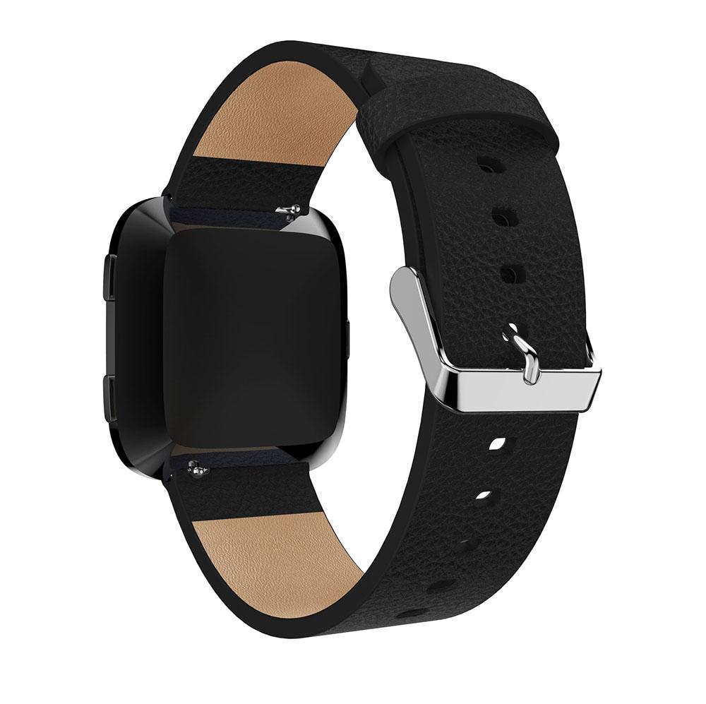 For Fitbit Versa Litchi Texture Genuine Leather Watch Band Strap Replacement,Length: 115+85mm