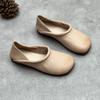 Johnature Vintage El Yapımı Hakiki Deri Flats Ayakkabı Rahat Yumuşak Taban Düz Renk Slip-on Ayakkabı