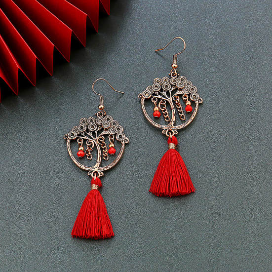 Earrings Long Drop Fashion Red Fringed Long Fashion Tassel Earrings for Girls