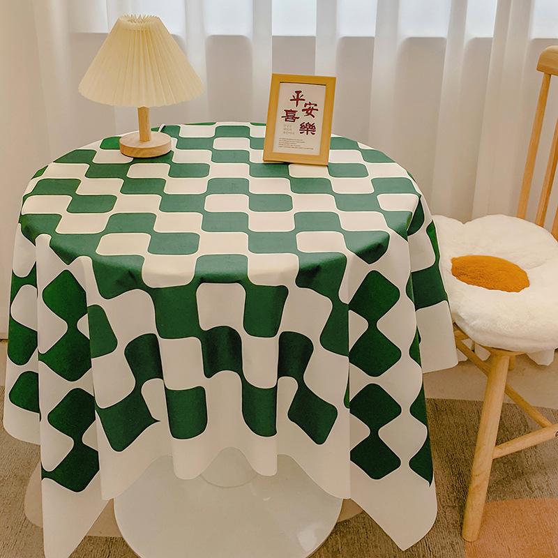 Ins Checkerboard Tablecloth Plaid Desk Mat Versatile Student Essential for Dormitory Round Table Cover Coffee Table Mat Dining Table Cloth Decorative