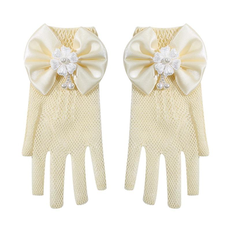 

Детские Девочка Белый Черный Сетка Бант Кружевные Перчатки - Элегантные Праздничные Принадлежности Для Церемонии Дня Рождения Коронационные Аксессуары