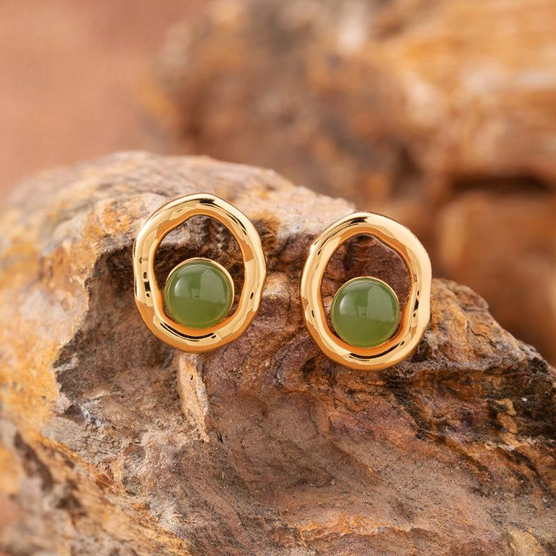 Natural Sea Pattern Stone Hetian Jade Pearl Colored Treasure Necklace Women'S S925 Sterling Silver Pendant Simple Fashion Design Jewelry