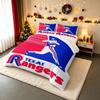 Texas Rangers Vintage Running Batter Logo Bedding Set, Blue Red Baseball Classic Duvet Cover Set
