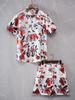 Men's Summer Palm Tree Tropical Plant Shirt Hawaiian Shirt 2-Piece Set Short Sleeve Shorts Lapel Tropical Fashion Casual Holiday