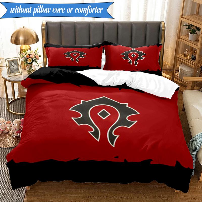Warcraft game 3pcs K-pop music group Bedding set,Ideal for Bedroom, Dormitory,Including Duvet Cover And 2pcs Pillowcases,Fan gifts