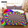 Trippy Duvet Cover Set Abstract Art Psychedelic Spiral In Vivid Rainbow Colors Bedding Set King Size Warped Space Quilt Cover