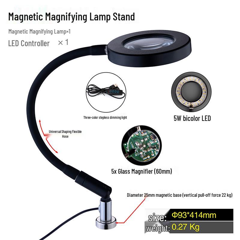 Pro Soldering Station Kit: Soldering Iron, Wire, Magnifying Lamp, Smoke Absorber, Magnetic Repair Tool