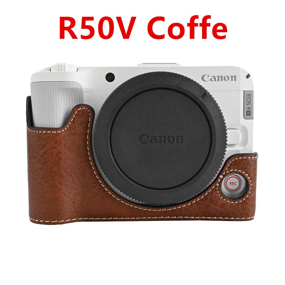 Camera Half Case for Canon EOS R50V R50 R10 200D 200DII PowerShot V1 SX70HS Bottom Battery Opening Cover PU Leather