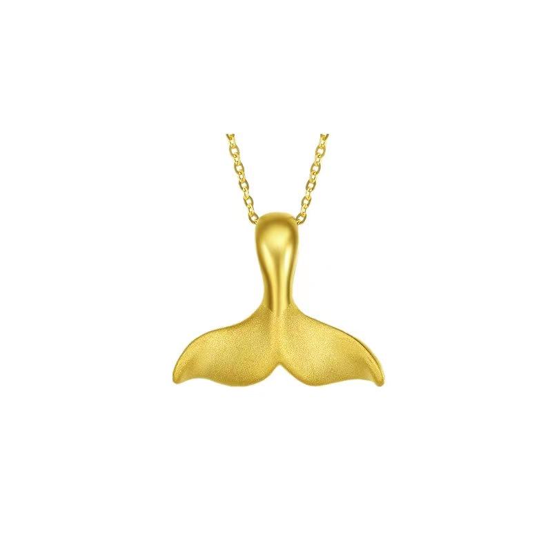 Позолоченное вьетнамское ожерелье с хвостом русалки - Простое латунное ожерелье с подвеской в виде хвоста рыбы для женщин