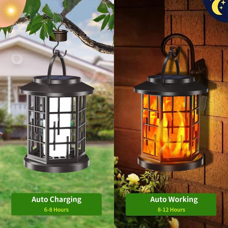 Solar Flame Lantern Vintage Outdoor Waterproof 20LED IP65 Solar Powered Garden Decor Landscape Lighting for Patio Yard Pathway