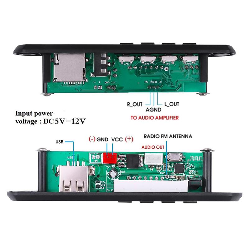 Bluetooth 5.0 Mp3 Player Decoder Board Fm Radio Usb 3.5 Mm Aux Module Bluetooth Receiver Car Kit Audio Amplifier Board