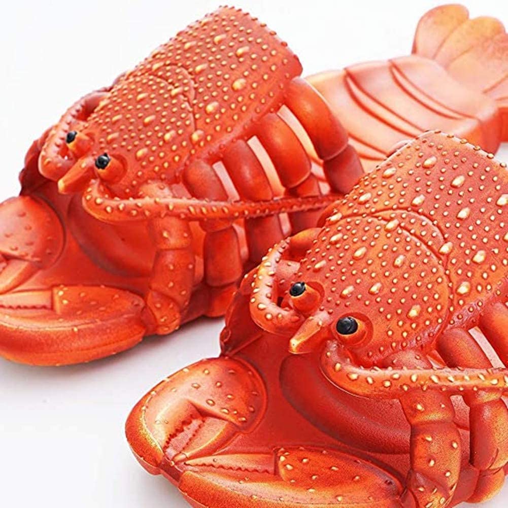 Lobster Unique and Fun Perfect for the Spring and Summer [Asifn] Slippers, Unisex, Lightweight, Breathable, Flexible, Design, Bathroom, (Red,