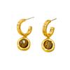 Maillard Series High-End Earrings Retro Simple Light Luxury Niche Obsidian Earrings