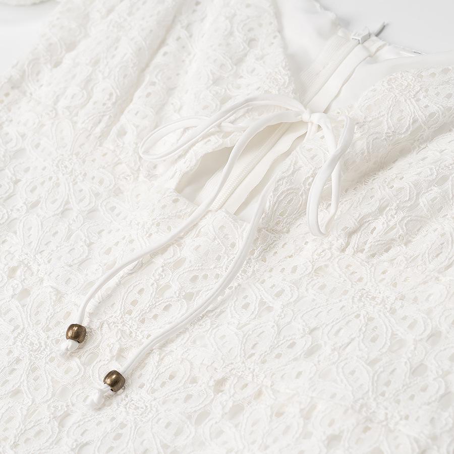 Spring 2025 Women's European & American Style Lace Dress with Tie-Front