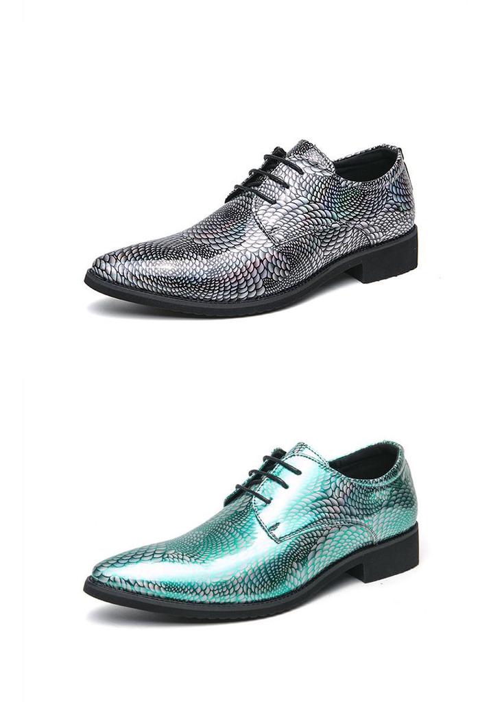 2024 Autumn Men's Plus Size Patent Leather Glossy Pointed Toe Lace-up Formal Shoes for Business & Wedding