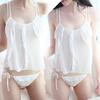 Sexy lingerie mesh transparent suspenders summer women's thin belly pocket suit pants free underwear