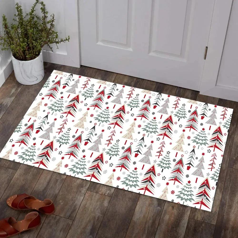 Weihnachtsteppich Bereichsteppiche Rutschfeste Eingangsfußmatte für Wohnzimmer Schlafzimmer Dekor Weiche Badezimmer Küchenbodenmatte Vorleger