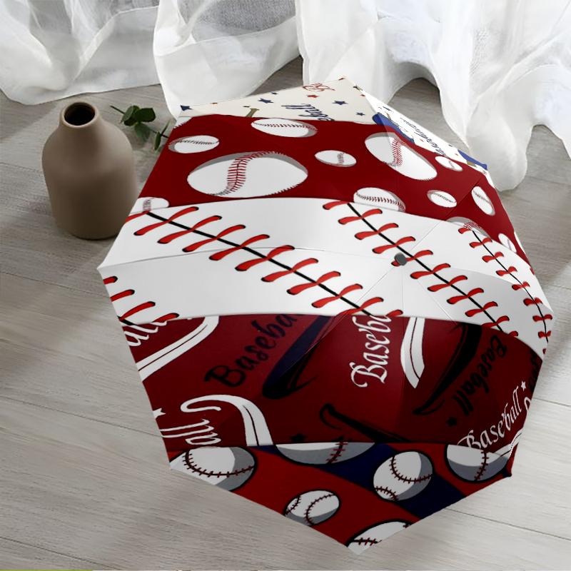 Baseball Theme Automatic Umbrella, Lightweight & Portable, 8 Rib, Perfect for Outdoor Travel, Birthdays, Christmas, Gifts.