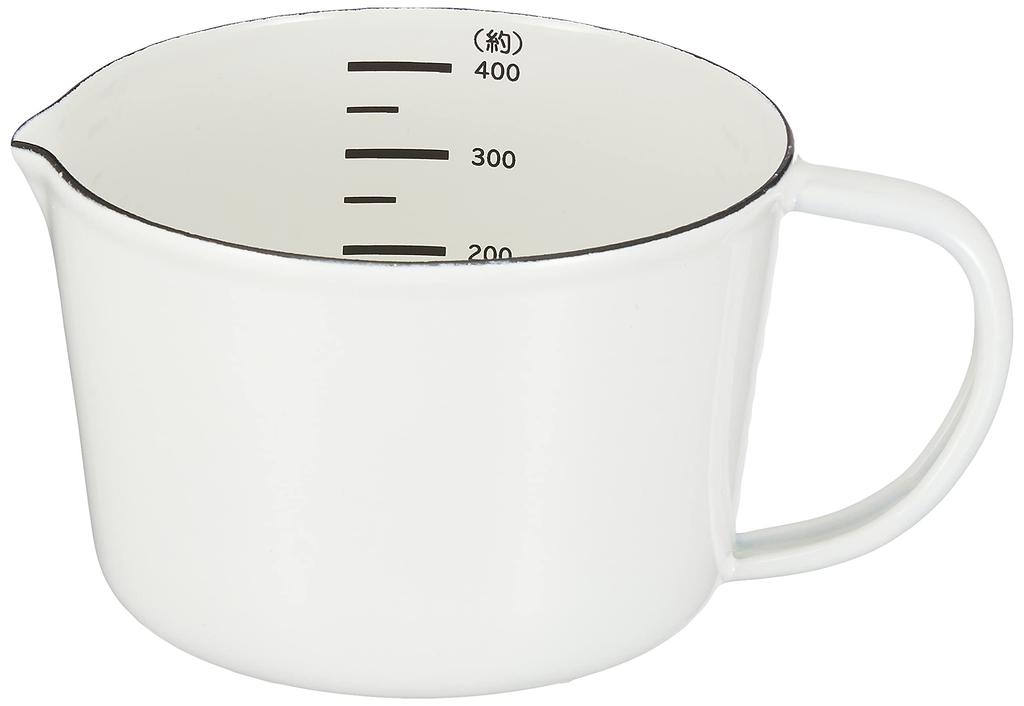 Pearl Metal Measuring Cup, White, 400ml, Enamel, Blanc Kitchen, HB-4434