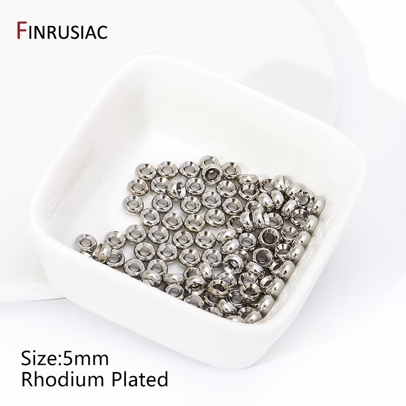 

14/18K Gold Plated Brass Smooth Round Spacer Beads,Flat Loose Beads Separators For DIY Bracelet Jewelry Making Accessories 20 pieces
