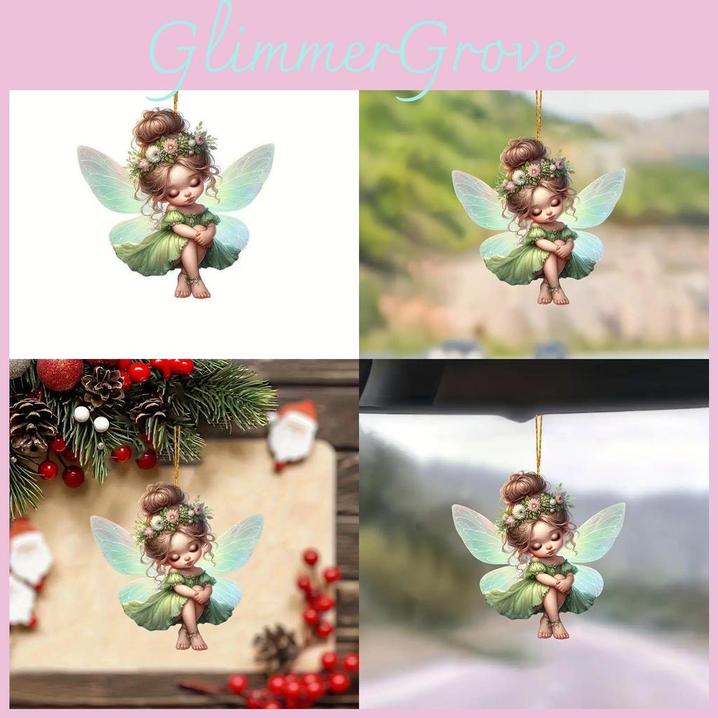 Adorable Green Fairy Acrylic Pendant Car Mirror Decoration Keychain Charm Accessory