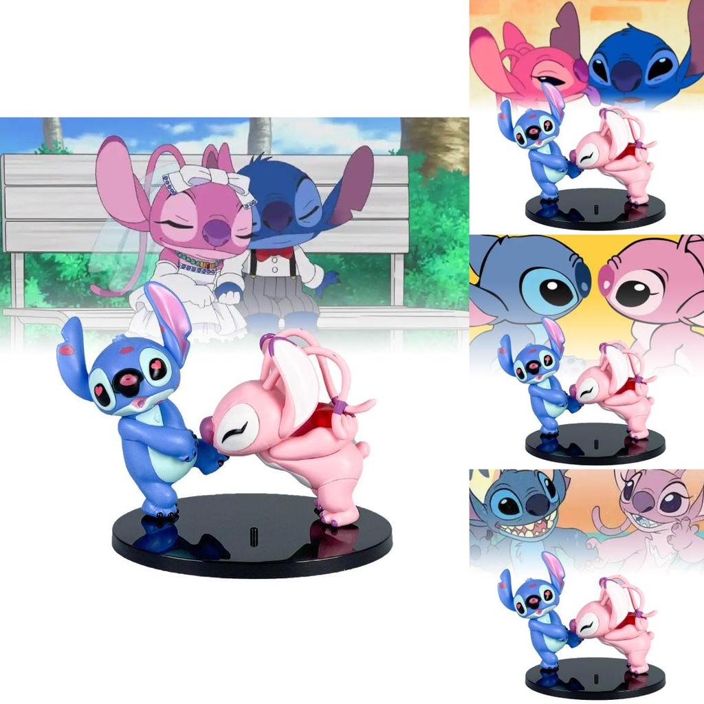 Entzückende Anime Stitch Angel Paar Figuren Pvc Modelle Perfekt für Autodekoration