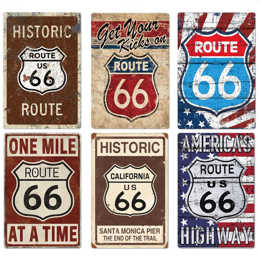 Vintage Metal Tin Signs Route 66 Posters Decor Metal Sign Plaque Vintage Retro Garage Wall Decor Fo Bar Club